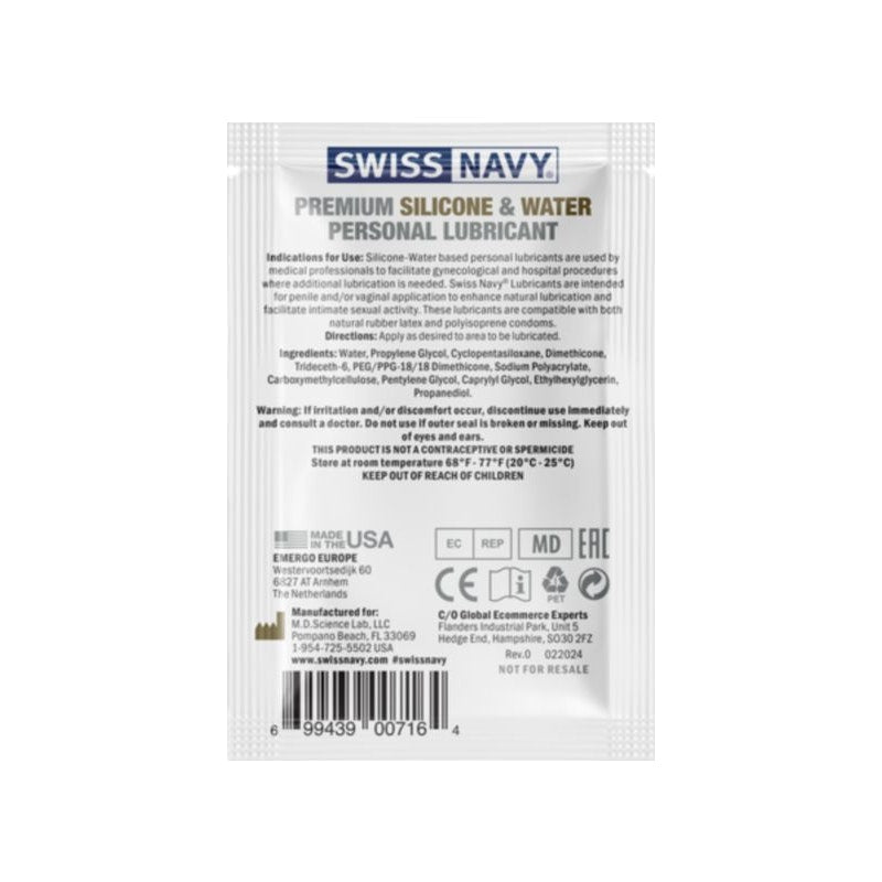 Swiss Navy Hybrid Lubricant 5ml Sachets (100 Pk) - Lotions & Potions