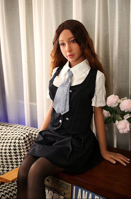 sex doll sitting on bench