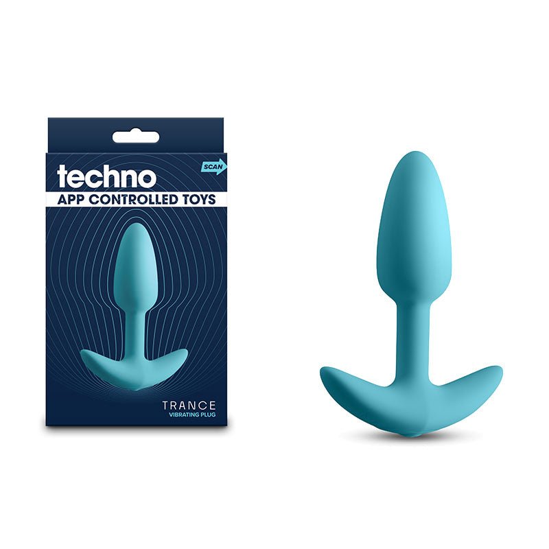 Techno - Trance - Blue 10.9 cm USB Rechargeable Butt Plug with App Control - ANAL TOYS