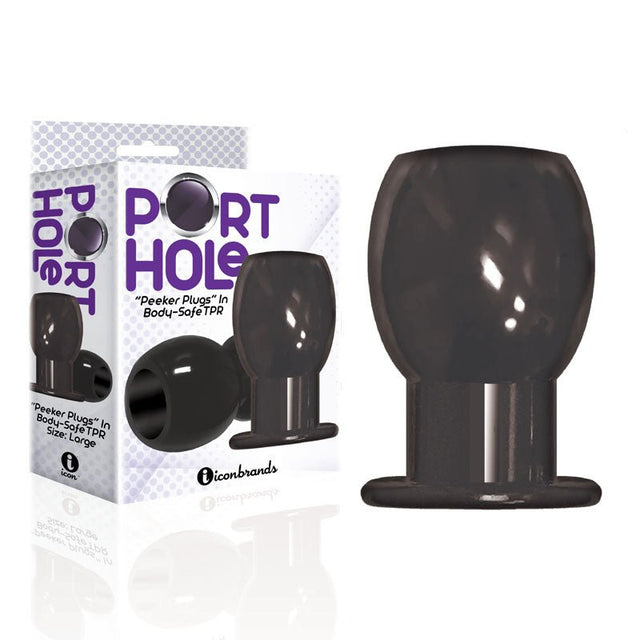 The 9's Port Hole, Hollow Butt Plug - Black Hollow Butt Plug - Anal Toys