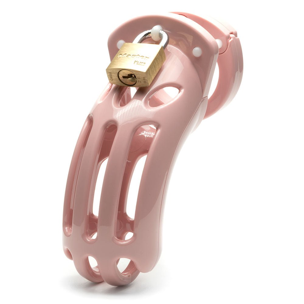The Curve Chastity Cock Cage Kit - Pink 3.75 Inch - BONDAGE - TOYS