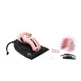 The Curve Chastity Cock Cage Kit - Pink 3.75 Inch - BONDAGE - TOYS