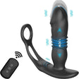Thrusting Silicone Butt Plug with Cockring and Remote - Adult Toys