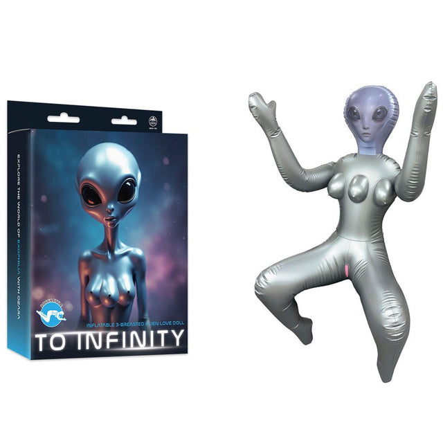 To Infinity - Silver Inflatable Squatting Alien Love Doll - DOLLS
