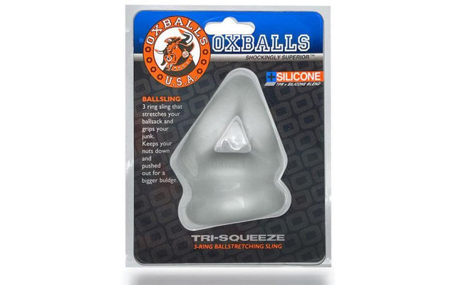 Tri Squeeze Cocksling Ballstretcher Clear Ice - Adult Toys