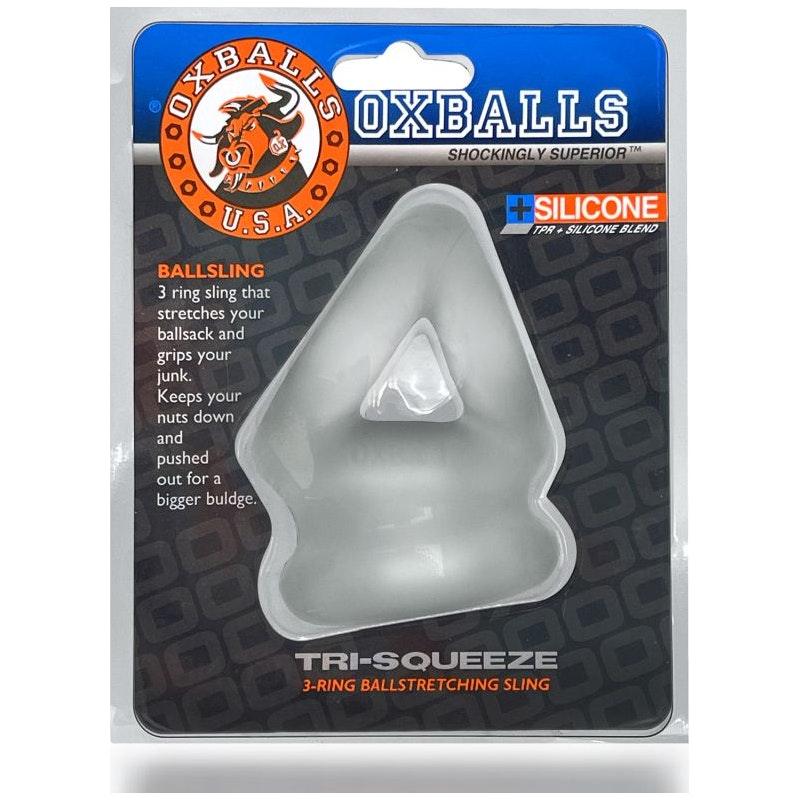 Tri Squeeze Cocksling Ballstretcher Clear Ice - Adult Toys