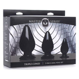 Triple Cones 3 Pc Anal Plug Set Black - Adult Toys