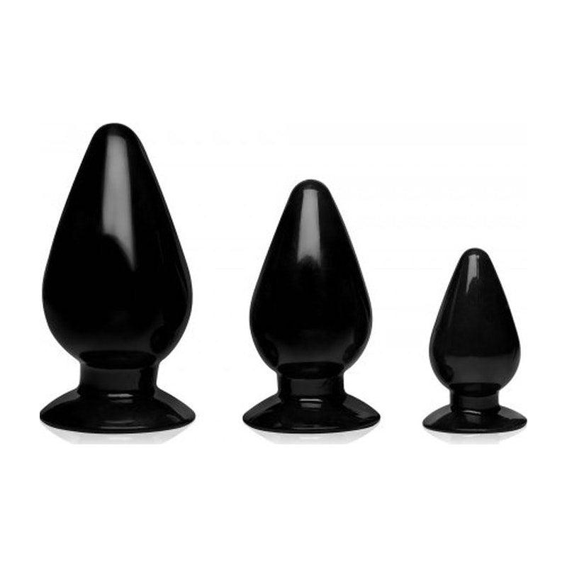Triple Cones 3 Pc Anal Plug Set Black - Adult Toys