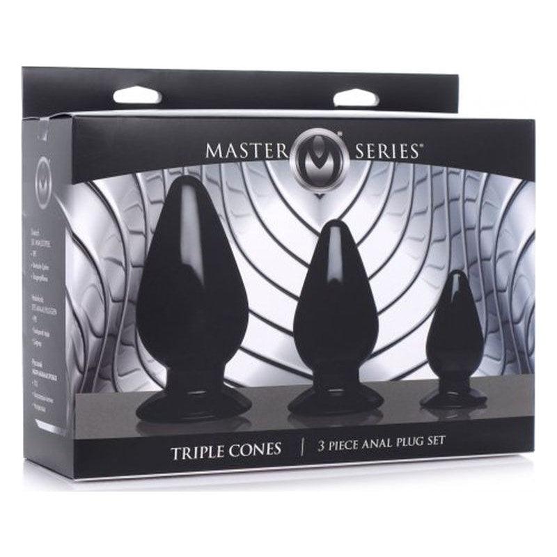 Triple Cones 3 Pc Anal Plug Set Black - Adult Toys