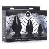 Triple Cones 3 Pc Anal Plug Set Black - Adult Toys