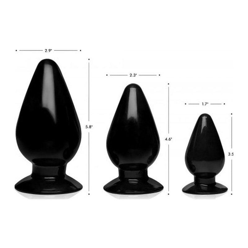 Triple Cones 3 Pc Anal Plug Set Black - Adult Toys