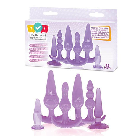 Try - Curious Anal Plug Kit - Purple Anal Kit - Set of 6 - Anal Toys