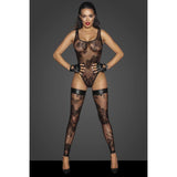 Tulle Bodysuit w Patterned Flock Embroidery - Lingerie