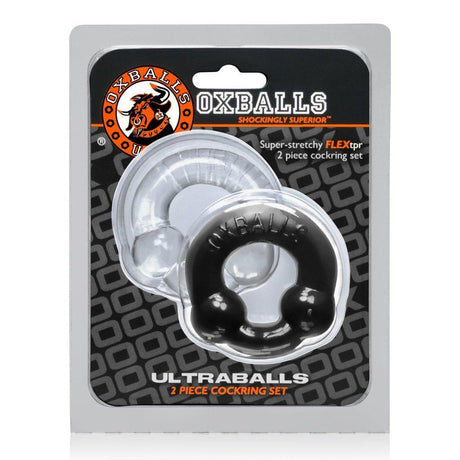 Ultraballs 2 Pk Cockring Black And Clear - Naughty by Nature Adult Store