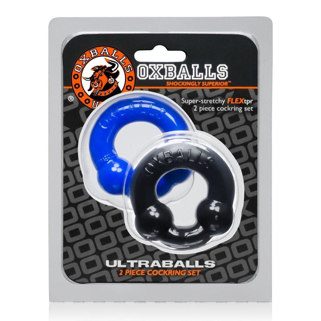 Ultraballs 2 Pk Cockring Black And Police Blue - Naughty by Nature Adult Store