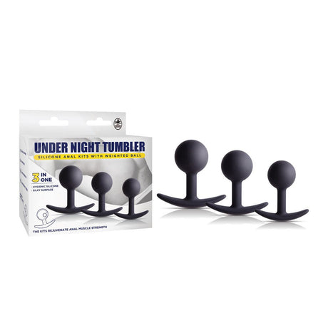 Under Night Tumbler - Black Butt Plugs with Weighted Balls - Set of 3 Sizes - Anal Toys
