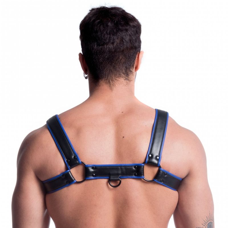 Vegan Bulldog Harness Black and Blue - Lingerie