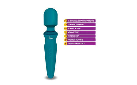 Viben Fierce Rechargeable Wand Massager Ocean - Adult Toys