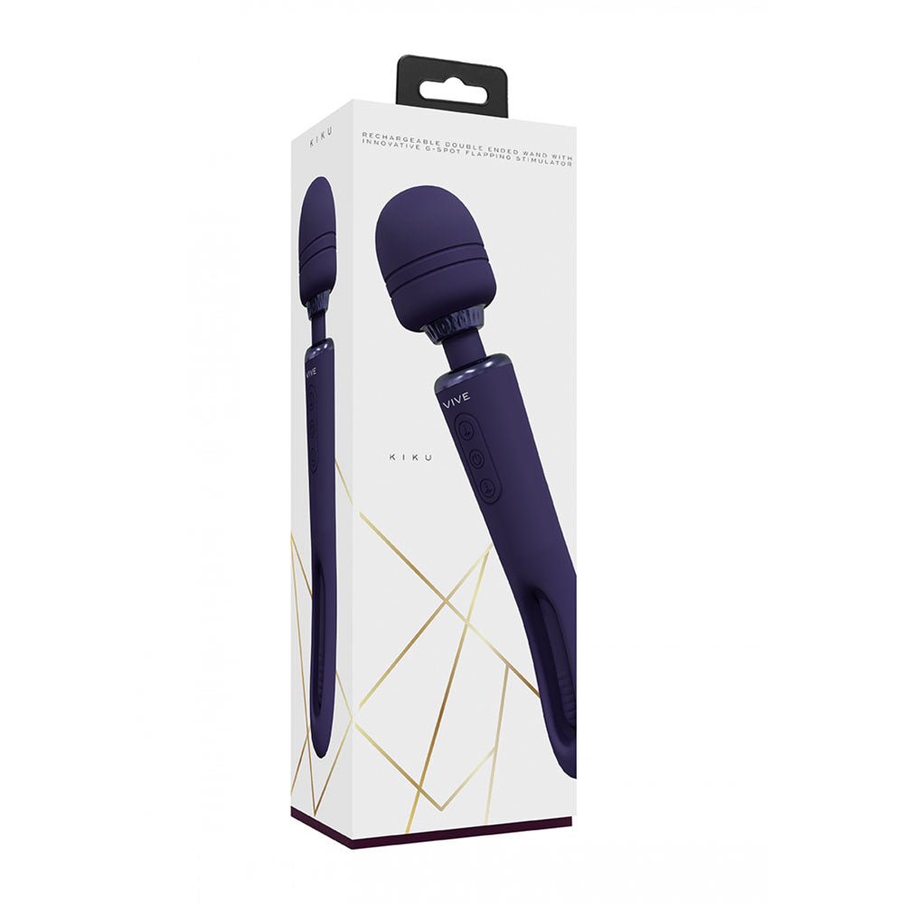 VIVE Kiku - Purple Dual End Massage Wand with Flapping Tip - VIBRATORS