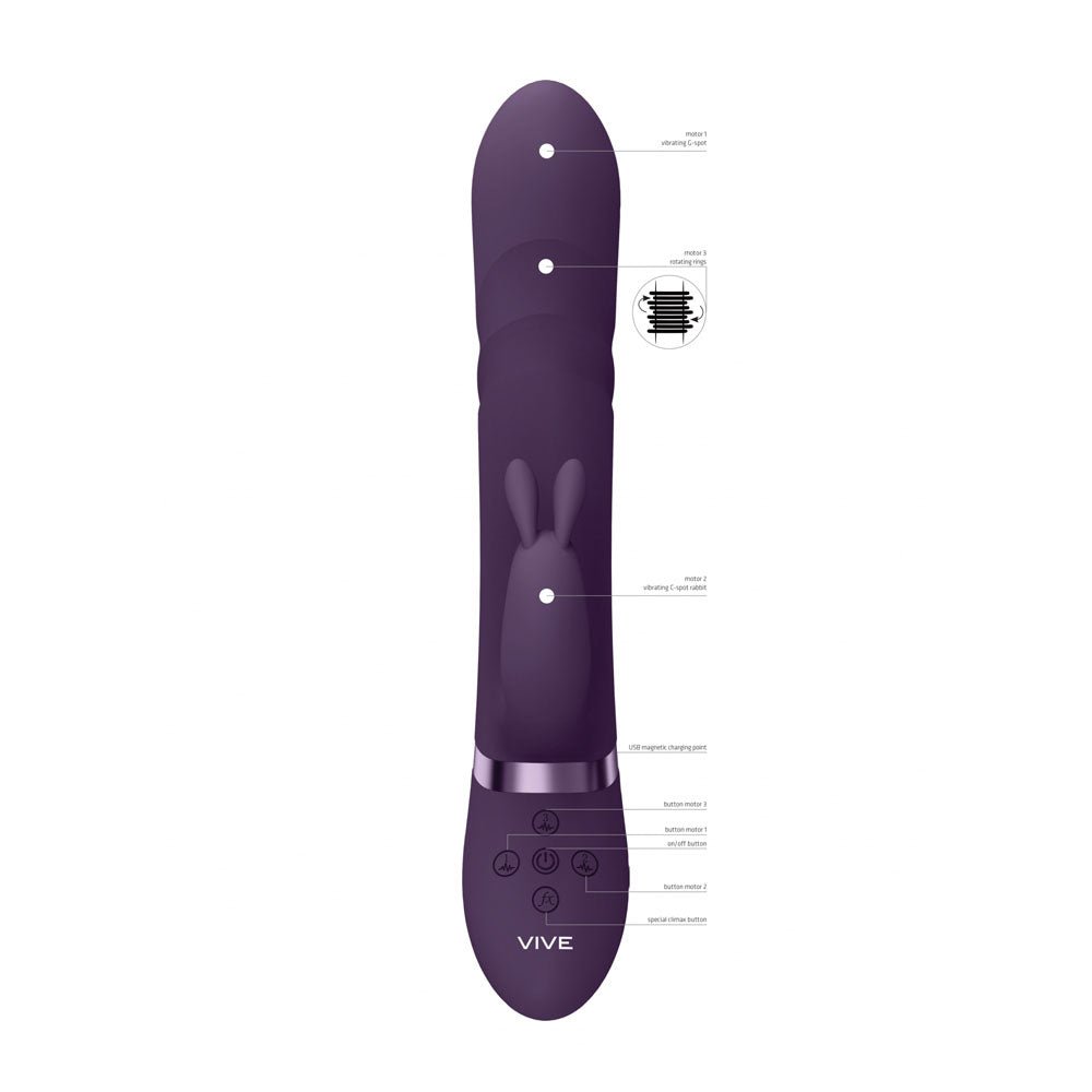 VIVE Nari - Purple 24.1 cm Rabbit Vibrator - VIBRATORS