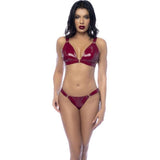 Wet Look Vinyl 2 Pc Set Gloss Wine - Lingerie