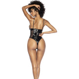 Wet Look Vinyl Bodysuit Black - Lingerie