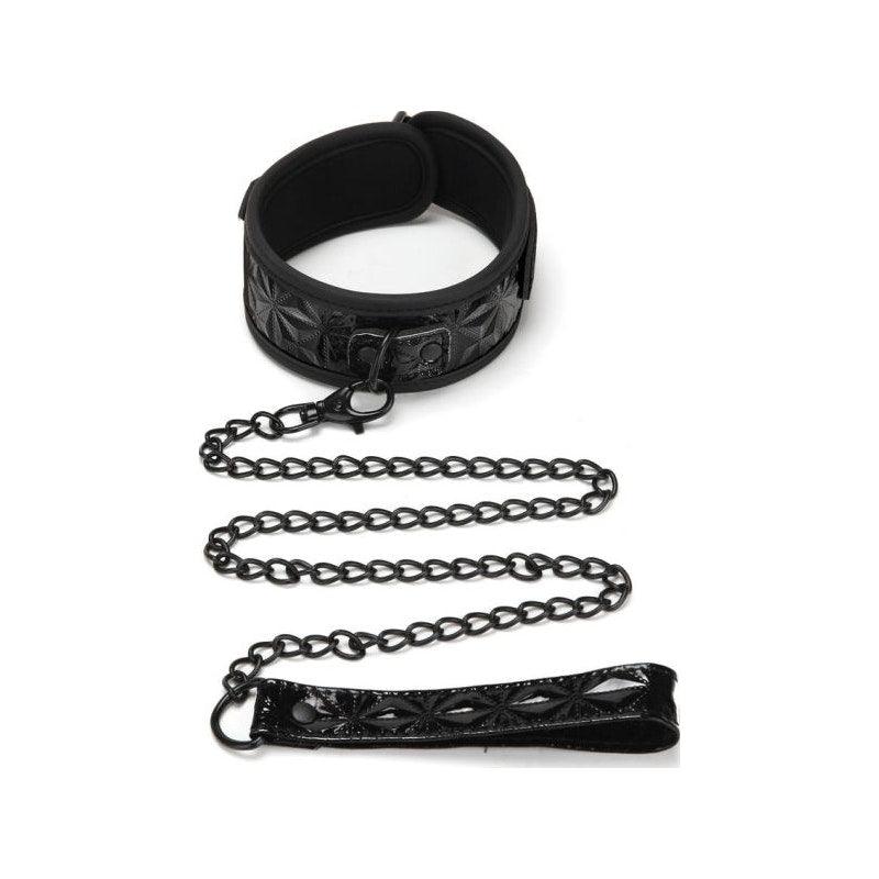 Whip Smart Diamond Collar and Leash Black - Adult Toys