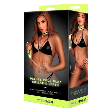Whip Smart Glow In The Dark Deluxe Collar and Leash - Adult Toys