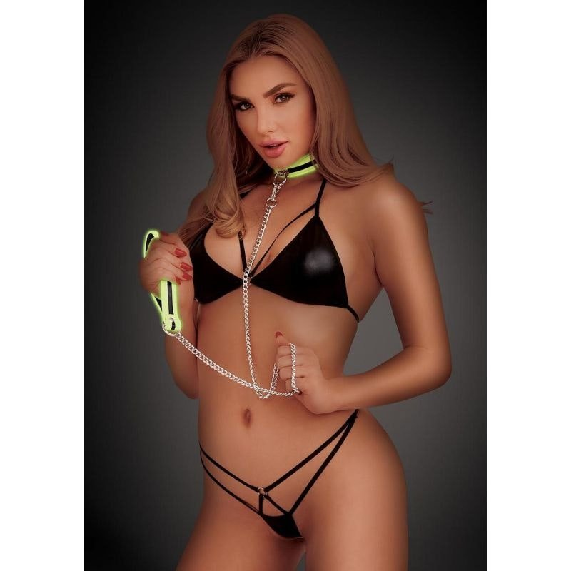Whip Smart Glow In The Dark Deluxe Collar and Leash - Adult Toys