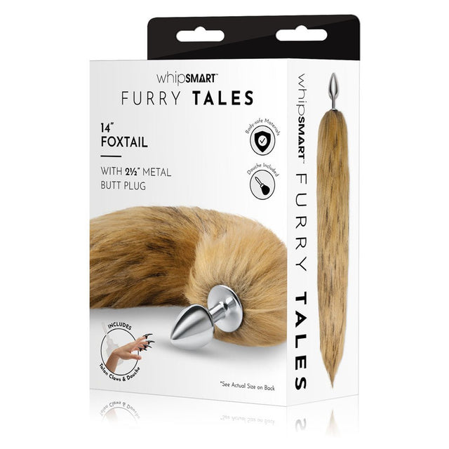 WhipSmart Furry Tales 14 Inch Brown Fox Tail - Metal 6.3 cm Butt Plug with Brown Fox Tail - Anal Toys