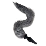 WhipSmart Furry Tales Foxtail Furry Play Set - Grey Foxtail Butt Plug & Furry Ears Set - Anal Toys