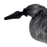 WhipSmart Furry Tales Foxtail Furry Play Set - Grey Foxtail Butt Plug & Furry Ears Set - Anal Toys