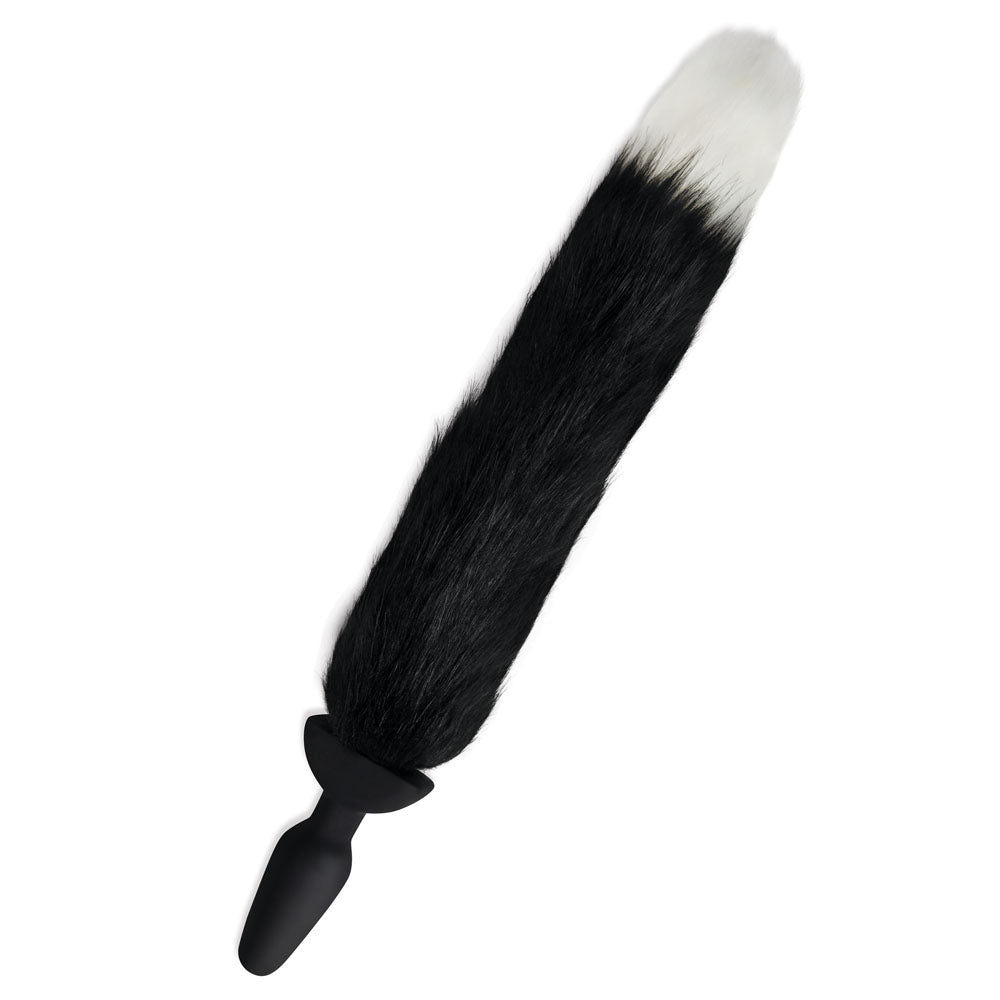 WhipSmart Furry Tales Silicone Foxtail Rechargeable Butt Plug - Black 9.5 cm Vibrating Butt Plug with Black Fox Tail & Remote Control - Anal Toys