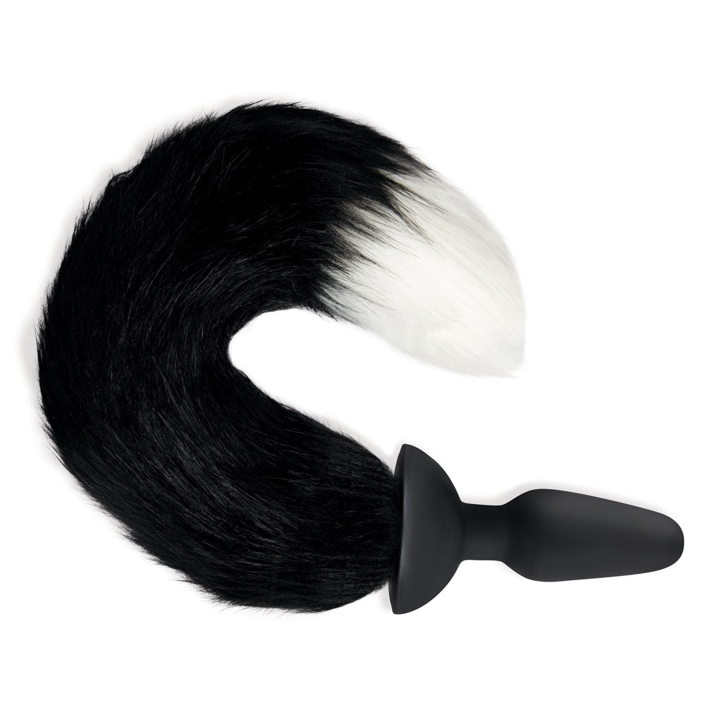 WhipSmart Furry Tales Silicone Foxtail Rechargeable Butt Plug - Black 9.5 cm Vibrating Butt Plug with Black Fox Tail & Remote Control - Anal Toys