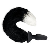 WhipSmart Furry Tales Silicone Foxtail Rechargeable Butt Plug - Black 9.5 cm Vibrating Butt Plug with Black Fox Tail & Remote Control - Anal Toys