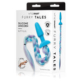 WhipSmart Furry Tales Silicone Unicorn Butt Plug - Blue 8.9 cm Butt Plug with Unicorn Tail - Anal Toys