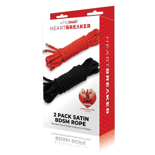 WhipSmart Heartbreaker 2 Pack Satin BDSM Rope - Black & Red Ropes - Set of 2 - BONDAGE - TOYS