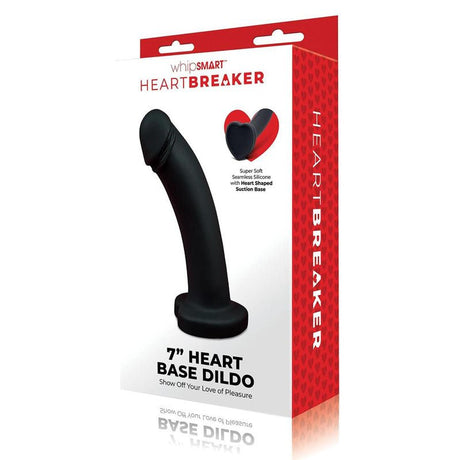 WhipSmart Heartbreaker 7'' Heart Base Dildo - Black 17.8 cm Dong with Heart Shaped Base - DONGS