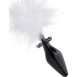 White Fluffer Bunny Tail Glass Anal Plug - Adult Toys
