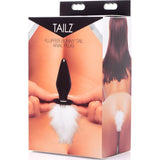 White Fluffer Bunny Tail Glass Anal Plug - Adult Toys