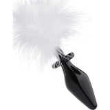 White Fluffer Bunny Tail Glass Anal Plug - Adult Toys
