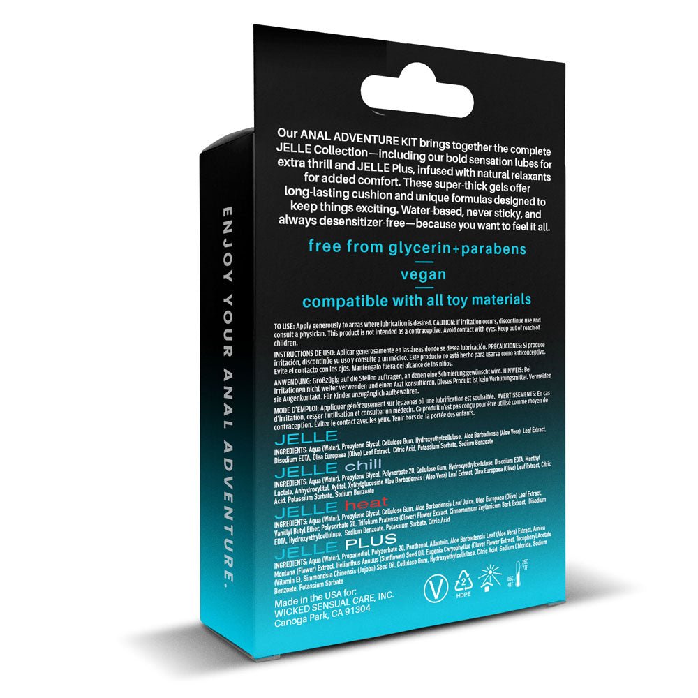 Wicked Anal Adventure Kit | Mixed Jelle Water - Based Lubricants 4 - Pack - LOTIONS & LUBES