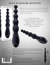 Zero Tolerance BACKDOOR BATON - Black 24 cm USB Rechargeable Vibrating Anal Beads - Anal Toys