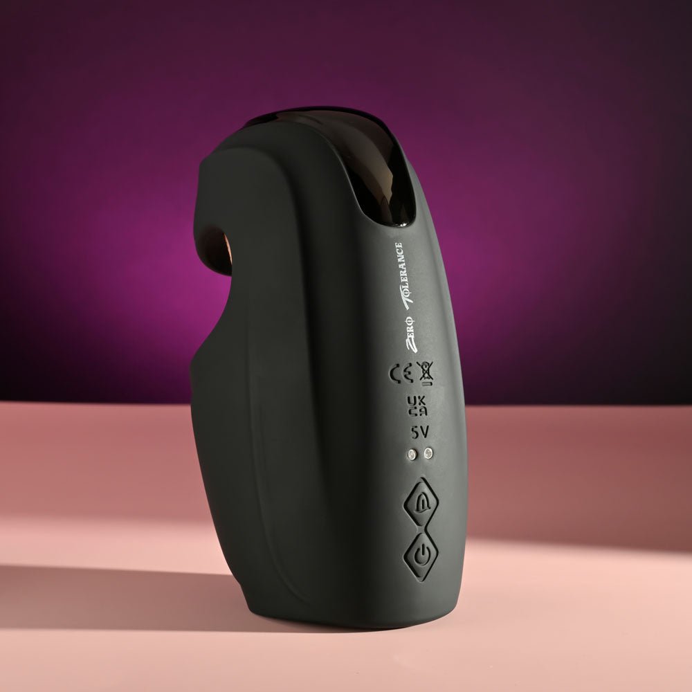 Zero Tolerance LICK THE TIP - Black USB Rechargeable Vibrating & Flicking Masturbator - MASTURBATORS