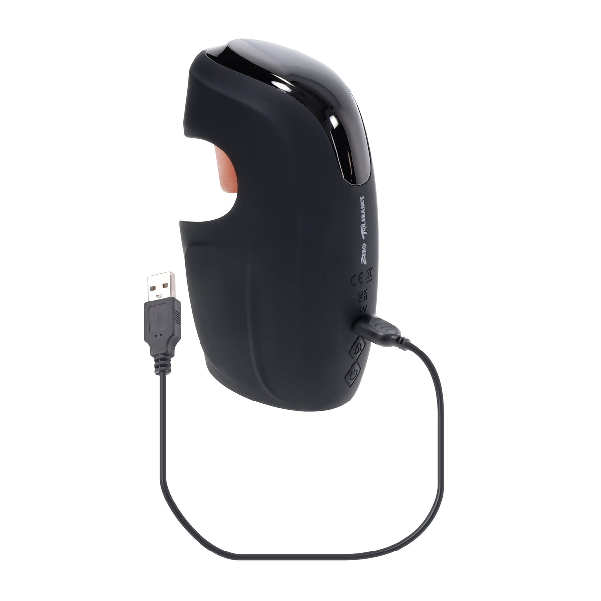 Zero Tolerance LICK THE TIP - Black USB Rechargeable Vibrating & Flicking Masturbator - MASTURBATORS