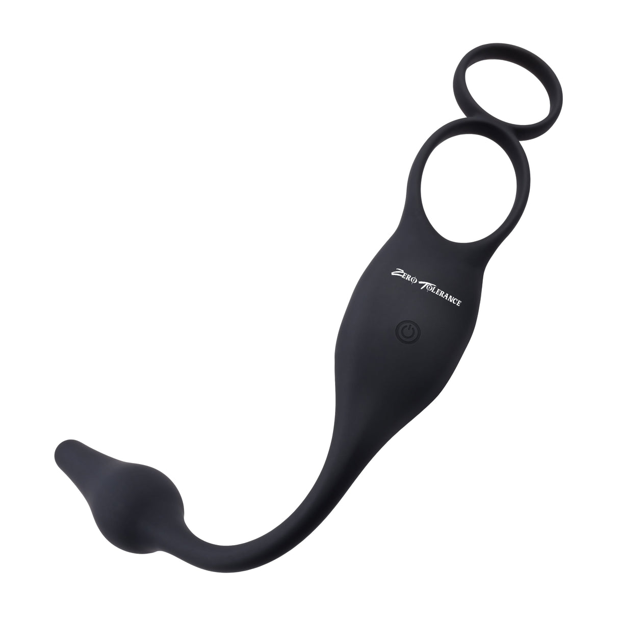Zero Tolerance PLUG & TUG - Black USB Rechargeable Vibrating Cock Ring with Anal Plug - COCK RINGS