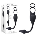Zero Tolerance PLUG & TUG - Black USB Rechargeable Vibrating Cock Ring with Anal Plug - COCK RINGS