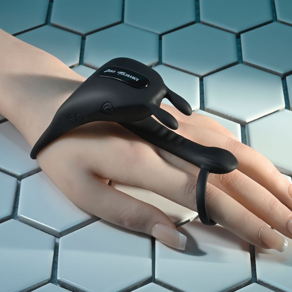 Zero Tolerance SADDLE UP - Black USB Rechargeable Vibrating Cock & Ball Rings - COCK RINGS