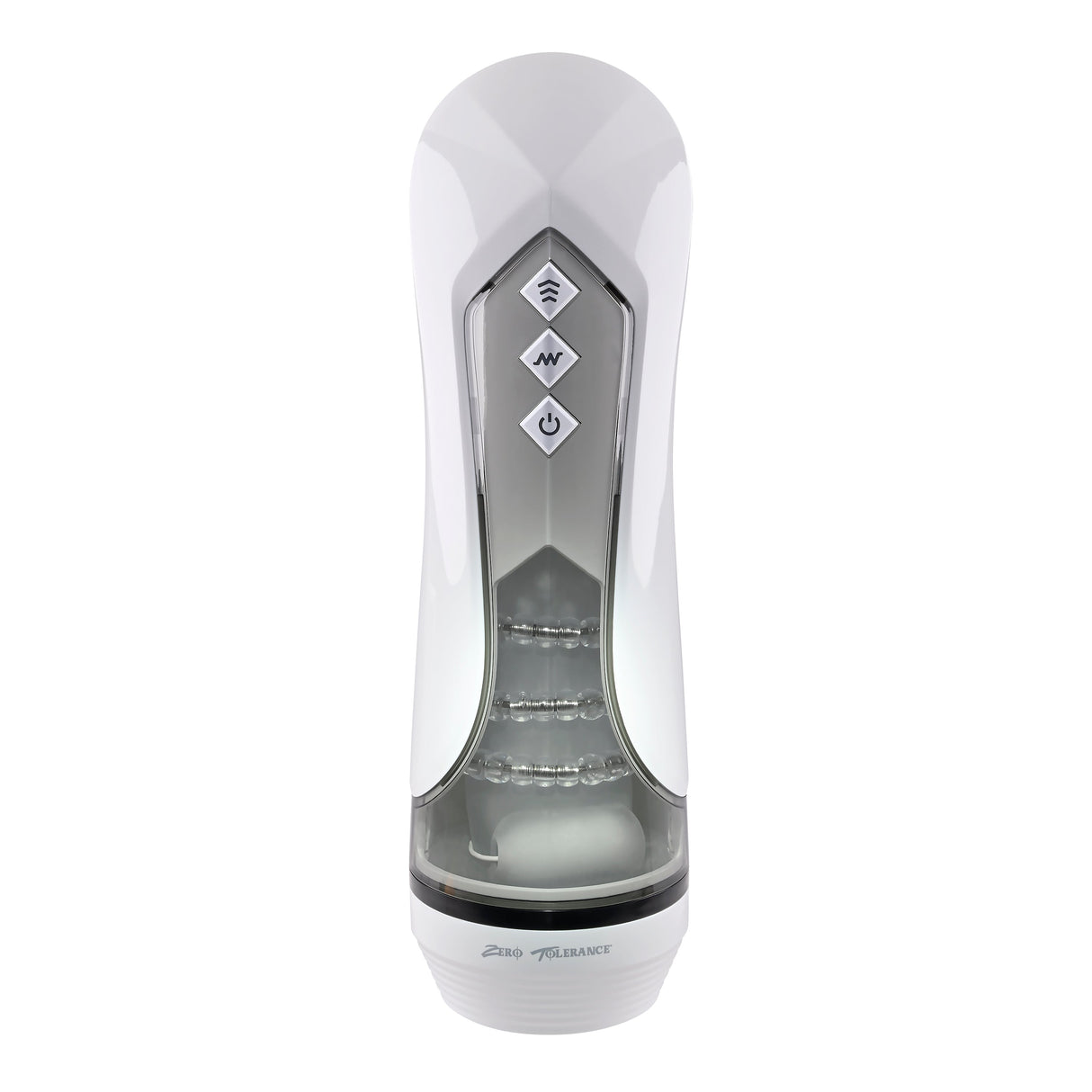 Zero Tolerance STROKING BUDDY - White USB Rechargeable Vibrating & Thrusting Stroker - MASTURBATORS