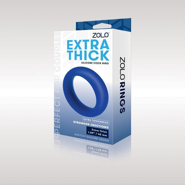 Zolo Extra Thick Silicone Cock Ring - Blue 40 mm Cock Ring - COCK RINGS